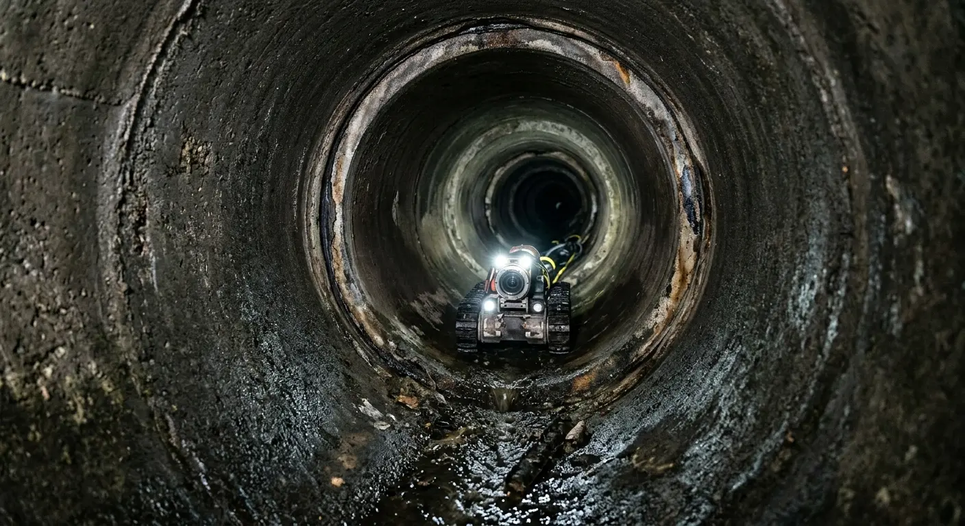 Robotic sewer camera inspecting pipe interior for Drain Snake Service in Oklahoma City